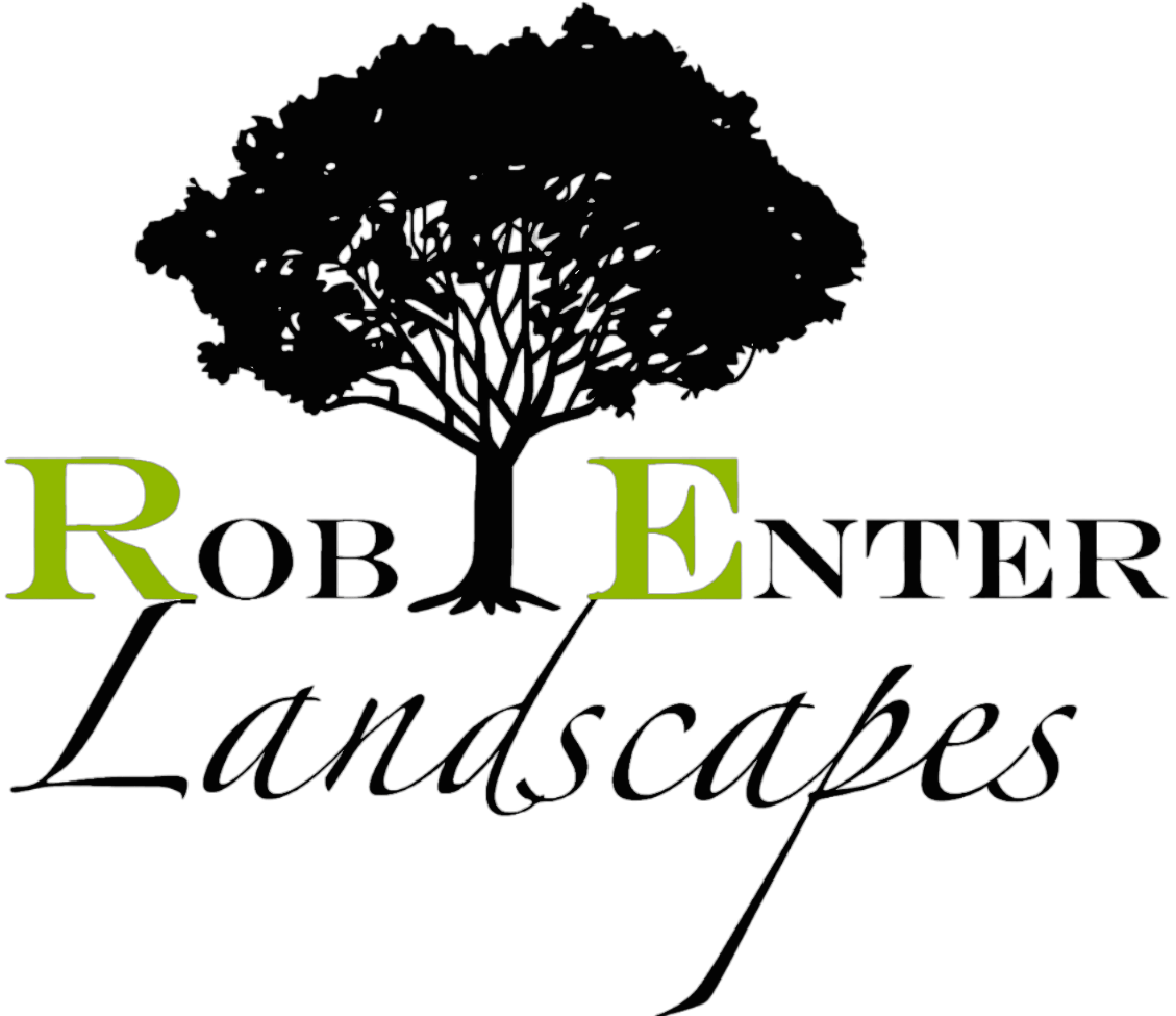 The image features a logo with a large tree silhouette and the text “Rob Enter Landscapes” in stylized font.